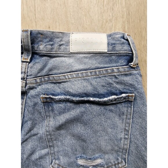 PISTOLA Distressed Straight Leg Blue Ripped Denim Jeans 28 High Rise Botton Fly - Picture 7 of 7